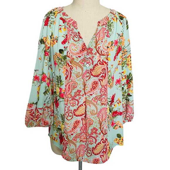 Anthropologie Fig and Flower Paisley Floral Boho Blouse - Picture 1 of 6